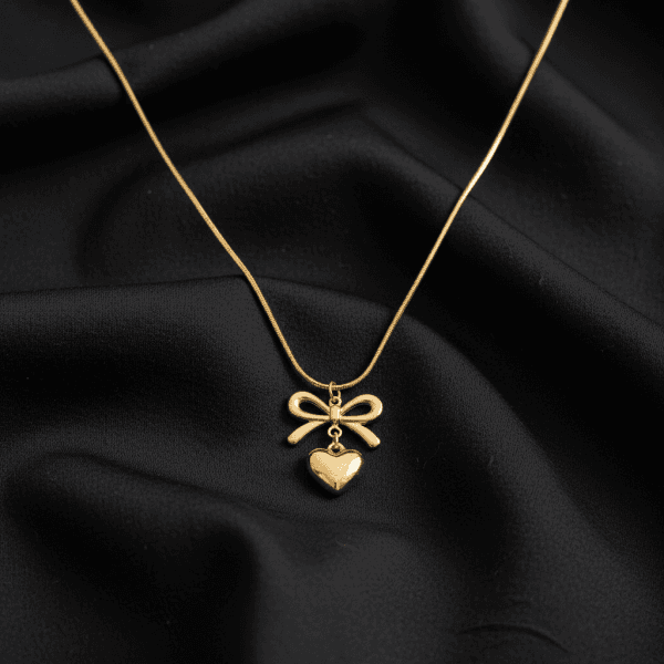 Bow Heart Necklace