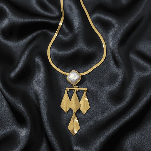 Geometric Pearl Drop Necklace