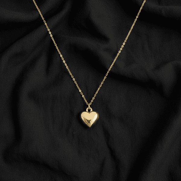Golden Puff Heart Necklace